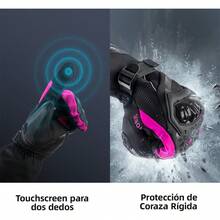 Guantes de Motocicleta para Invierno, con Pantalla táctil, Impermeable, Resistente al Viento, Térmicos para Nieve, Ciclismo, Correr, Motocicleta, Conducir - Hombre y Mujer - Rosa - Ver 8