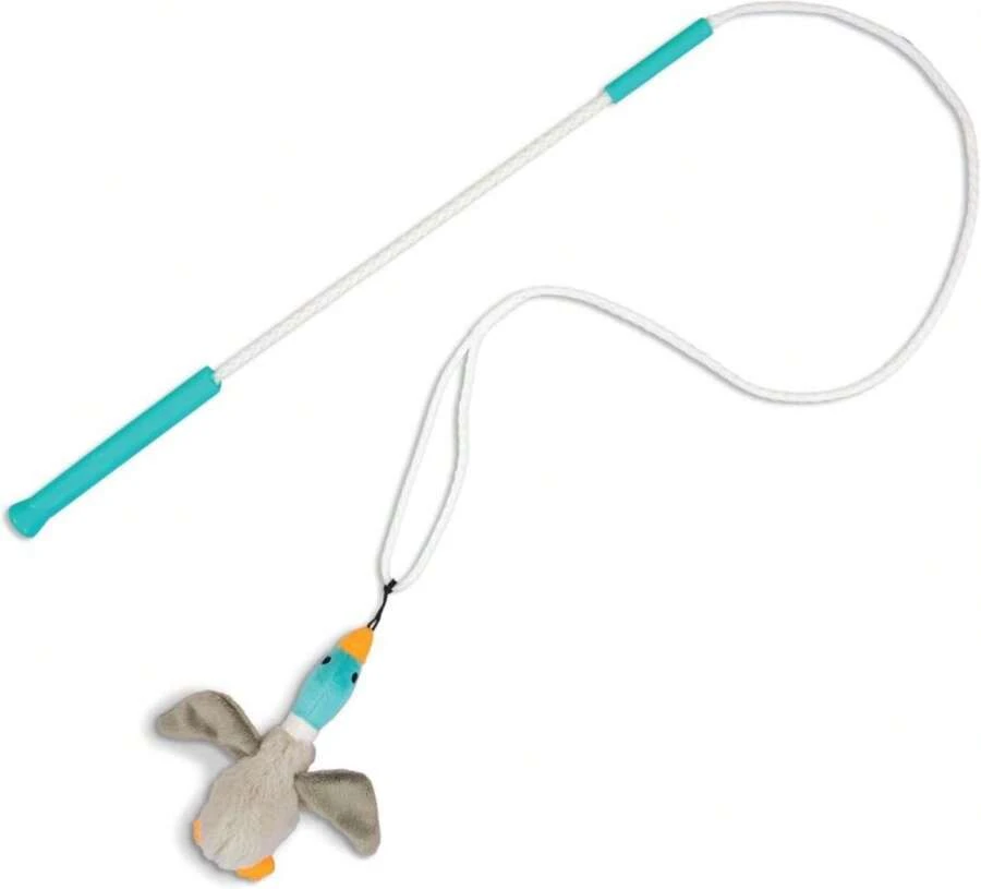 Outward Hound Tail Teaser Interactive Dog Wand Toy With Squeaky Plush Teaser And Crinkle Sounds For Active Play, Multicolored - ColorA - 查看 1