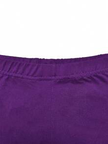 休闲渐变心电图印花短袖T恤和打底裤套装，春夏款 - 紫色 - 查看 6