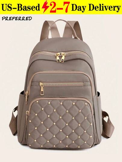 Anti-Theft Rivet Nylon Backpack, Women's Wallet, Multifunctional Fashion Daily Bag, Multi-Pocket Lightweight Travel Bag, Large Capacity Minimalist Backpack, Convenient Backpack, Suitable For Students, Nurses, Teachers, Business People, Travel, Business, Commuting, Shopping, Office, Dating, Hiking, Training, Work, Birthday Gift, Holiday Gift, Backpack