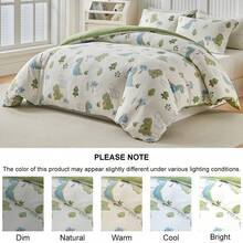 Bộ ga trải giường họa tiết khủng long xanh lá cây 2/3 món, bộ chăn ga gối bằng polyester hình hoạt hình dễ thương, phù hợp cho mọi mùa, mềm mại và thoáng khí, có thể giặt máy, quà tặng cho bé trai, bé gái, trẻ em (1 chăn + 1/2 vỏ gối, không kèm ruột chăn) - màu xanh lá - Xem 7