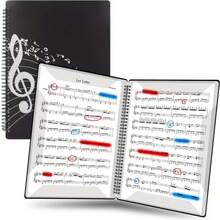 A4 Black Spiral Music Score Binder, Professional Double-Sided Spiral Bound Notebook, 20 Sheets/40 Pages Spiral Notebook | Anti-Glare, Adjustable Inserted Label, For Piano, Guitar, Violin Sheet Music Storage, Spiral Music Score Clip, Music File Folder, Student Gift, Waterproof , Large Capacity, Suitable For Music Class, Performance, Music Practice - Multicolor - View 12
