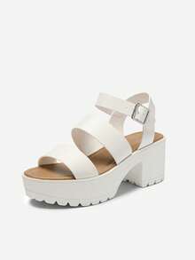 Women Minimalist Platform Slingback Sandals, Open Toe Punky Chunky Summer Sandals For Beach, Vacation - trắng - Xem 1