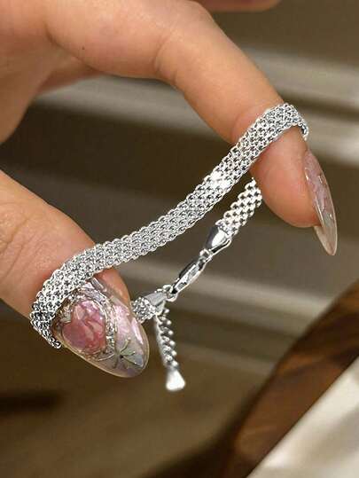 GAGAFEEL 1 S925 Sterling Silver Personalized Fashionable Sparkling Wide Woven Bracelet For Women Hip-Hop Style With Four Rows Of Golden Dragon Tank Bracelets For Men Women