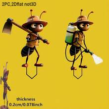 2D平面印刷花园盆栽景观装饰，2只可爱勤劳的蚂蚁，亚克力材质，适用于户外花园、草坪、花盆、庭院等装饰围栏，节日礼物，2D平面地面插地装饰 - A - 查看 2