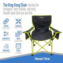 Folding chairALPS Mountainee  Kong - Sillas de Camping para Adultos con porsos de Malla y Bolsillos construidas duraderas y fiab con M de Acero Pble Compacto carbon/citricosSilla plegable - CarbnCtricos  Nuevo - Ver 4