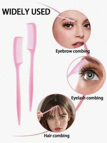25pcs Pink Eyelash Comb, Mini Eyelash Comb Eyebrow Brush Bangs Brush, Compact Portable Eyelash Brush. Multi-Functional Brush Eyelash Comb Eye Makeup Tools - Multicolor - View 2