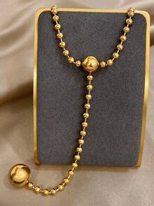 1件简约串珠Y形链项链，女士长款不锈钢项链，日常派对饰品，圣诞节礼物，情人节礼物，母亲节礼物 - 彩色 - 查看 7