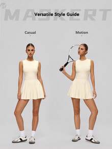 MASKERT Fashionable Women's Clothing, Sportswear, Fitness Wear, Yoga Wear, Tennis Shirts, High Elasticity, Skin-Friendly, Comfortable, Breathable, Casual Loungewear Summer - Creamy White - View 2