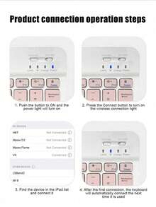 10英寸轻薄便携纯色蓝牙键盘与哑光马卡龙蓝牙鼠标套装，兼容笔记本电脑和平板电脑，适用于3种操作系统 - 彩色 - 查看 10