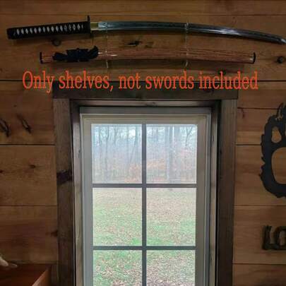 1 Set Wooden Sword & Samurai Sword Display Stand, Wall-Mounted Samurai Sword Holder Organizer, Black/White/Transparent Color, Space-Saving