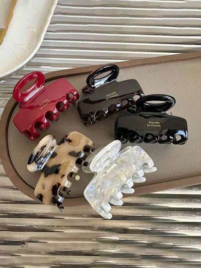 5pcs/Set Elegant Medium Gold Hair Clips, Suitable For Ponytail, Fashion Hair Accessory Set, Women Holiday & Stylish Hair Decor