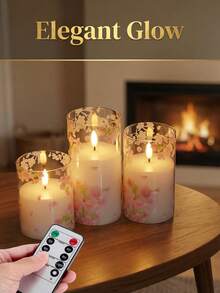 1/3pcs Flameless Flickering Candles With Remote Control And Timer, Suitable For Home Gatherings, Table Centerpiece Decor, Holiday Decoration - Pink - View 1