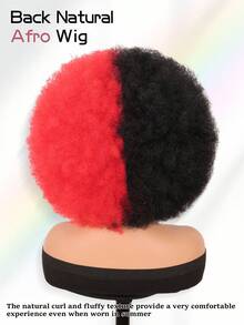 Afro Wig 14Inch Afro Wigs For Women 70s Mixed Brown Afro Kinky Curly Wig Bouncy Huge Fluffy Puff Wigs Synthetic Hair For Cosplay Daily And Party - 黑和紅 - 查看 5