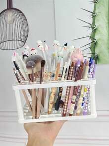 360 Degree Rotating Makeup Brush Holder, Dustproof Eyeshadow Brush Bucket, Vanity Desk Organizer - Multicolor - View 4