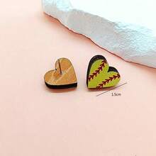 1对情人节爱心足球图案耳环，休闲百搭耳环 - 彩色 - 查看 5