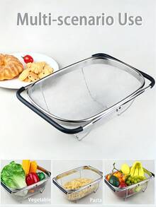 Adjustable Stainless Steel Fine Mesh Strainer And Funnel Basket, Suitable For Vegetable And Fruit Sink Filtration, Kitchen Essential, Food- Vegetable Filter, Halloween Gift, Home Kitchen Bathroom Decor - Multicolor - View 7