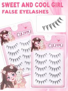热门款式 5 对装圣诞 Cosplay K-Pop/J-Pop 风格夸张假睫毛，黑色卡通风格假睫毛 - 尖尾漫畫款 - 查看 2