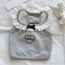 1 chiếc áo vest cho thú cưng phong cách tối giản ngọt ngào Langxingcs, áo vest kiểu công chúa cho chó với thêu chữ "Baby", dây đeo cho mèo viền ren dễ thương kiểu Ins, quần áo thú cưng hình trái tim thanh lịch cho ngày Valentine, phù hợp cho chó và mèo nhỏ. - Nhiều màu - Xem 11