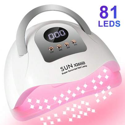81 LED Beads SUN X26 MAX EU Plug Professional UV LED Nail Lamp - Fast Drying, 4 Timer Settings, Smart Sensor, Gel Polish And Glue Dryer, Suitable For Home Nail Salons And Nail Art Enthusiasts - High Quality Nail Lamp, Valentine's Day Gift