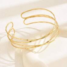 Arm Cuff Jewelry For Women Upper Arm Cuffs Bracelet Bangles Metal Plated Band Adjustable Accessories Gift - Màu G B - Xem 2