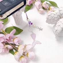 Y2K Cute Phone Charms Set - Aesthetic Cherry,Flower, Butterfly & Star Cell Phone Straps, Kawaii PhoneAccessories For Bag Keychain, , Camera Decor - 粉紅藍美人魚 - 查看 6