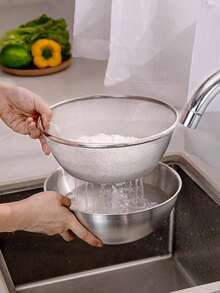 2件套不锈钢淘米篮、搅拌碗和水果滤网、蔬菜沥水篮、打蛋碗套装、蔬菜清洗盆、量杯打蛋碗、搅拌碗和水果滤网 - 銀色 - 查看 3
