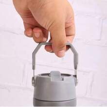 Stainless Steel Thermal Bottle 550ml/650ml Double Wall With Flip Straw, Portable Handle 1313 - màu xanh lá - Xem 3