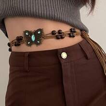 1 chiếc thắt lưng tua rua nhiều lớp phong cách cao bồi miền Tây Bohemian - Phong cách Mỹ Y2K sang trọng cổ điển, được trang trí bằng hạt ngọc lam và tua rua đính hạt, phụ kiện eo thời trang, mộng mơ đậm chất đồng quê, phù hợp cho các lễ hội âm nhạc, kỳ nghỉ, bãi biển và trang phục thường ngày. - Nhiều màu - Xem 11