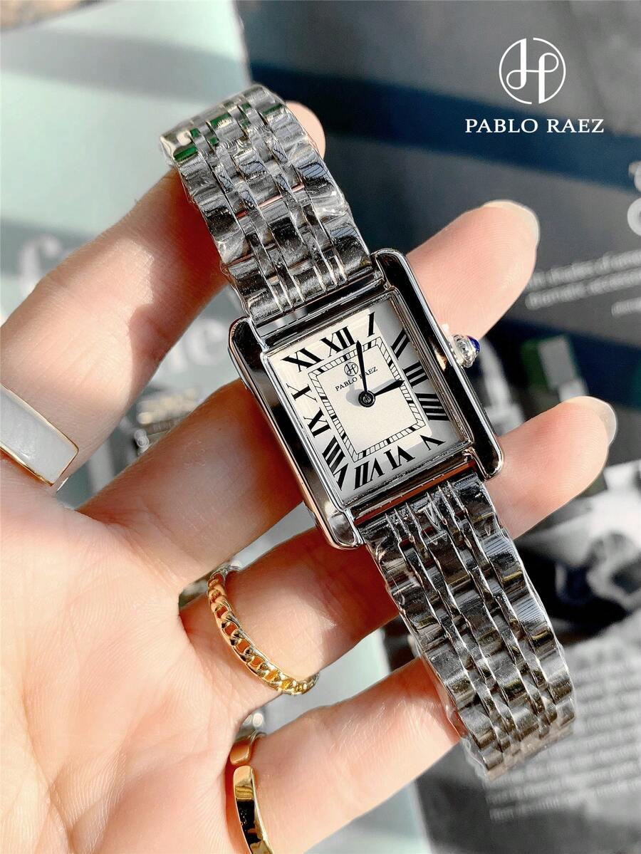 1 chiếc đồng hồ đeo tay nữ Pablo Raez thanh lịch, vỏ vuông bằng thép không gỉ màu bạc, mặt số La Mã, dây đeo bằng thép không gỉ với khóa bướm, chống nước 50M, máy thạch anh tự động, đồng hồ nữ cổ điển sang trọng cho cuộc sống hàng ngày, công sở, dự tiệc, làm quà tặng.