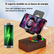 Cell Phone Stand With Wireless Bluetooth Speaker, LED, Non-Slip Base With HD Surround Sound, Perfect For Home/Outdoor Use With Compatible Desktop Bluetooth Speaker - Black - View 10