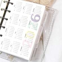 2026年A6/A7/M5彩色年度及月度可替换内芯计划本，7孔活页夹，日历，日程安排，耐用整洁的计划解决方案，月度概览 | 计划本替换内芯 - 7摺頁2026橫線版 - 查看 6