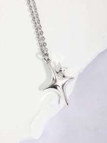 Y2K复古哥特朋克摇滚风红心宝石玫瑰十字心红宝石蜘蛛剑吊坠项链不锈钢链个性化嘻哈项链套装可叠戴，男女皆宜 - 銀色 - 查看 8