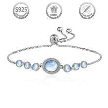 1条优雅波西米亚风925银镶嵌月光石女士手链，适合日常、派对、节日、约会、送礼。 - 銀色 - 查看 10