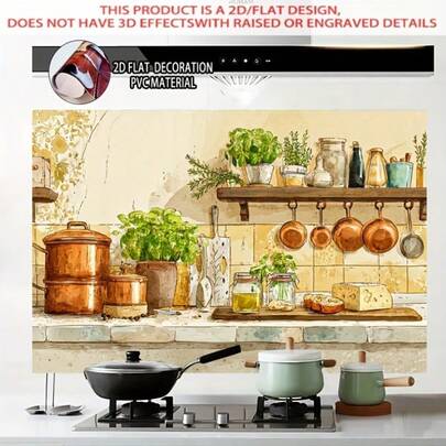 1pc 2D/Flat Kitchen Tools And Vanilla Stickers, Rustic Home Decor Stickers, Perfect For Decorating Kitchen And Dining Room Walls