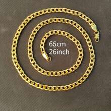 1 件 6 毫米时尚百搭金项链，嘻哈颈链 - 金色 - 查看 13