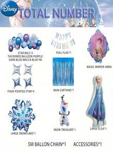 Disney 54PCS Officially Licensed Frozen Balloon Set Featuring  Anna Olaf Cute Cartoon Balloon Garland Fantasy Princess Theme Party Decoration Birthday Wedding Anniversary Gift Supplies For Family Friends Fans - 54pcs Frozen Balloon Set - View 3