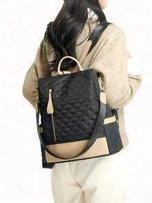 Houndstooth Backpack | The Morning Interpretation Of All-Weather Commuting Aesthetics, Unlocking Absolute Sovereignty In Daily, Business And Travel Scenarios. Equipped With A Full Series Of Three Carrying Modes: The Entire Series Adopts A Houndstooth Craft. - Multicolor - View 7