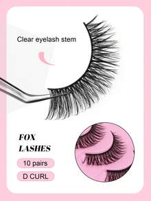 10 pares de pestañas postizas 3D, longitud de 5-16 mm, estilo grueso y abocinado, rizado y voluminoso, diseño de dibujos animados, aspecto esponjoso y natural, pestañas de maquillaje largas y hechas a mano - Negro - Ver 5
