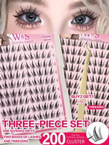 Waloshow 60-120 piezas/Caja, Set de 2 Cajas, Extensiones de Pestañas en Racimo, Sin Pegamento y Sin Removedor de Maquillaje, C 0.07 Aspecto Natural, Extensión de Pestañas DIY, Pestañas Postizas, Racimo Natural, Pestañas de Cosplay, 10 Filas para Usar, Pestañas Postizas Sin Pegamento, Racimo de Pestañas Postizas Naturales y Alargadoras, Para Mujeres, Fiesta, Club, Herramientas de Maquillaje - Negro - Ver 8