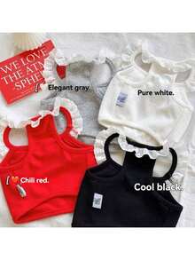 1 chiếc áo vest cho thú cưng phong cách tối giản ngọt ngào Langxingcs, áo vest kiểu công chúa cho chó với thêu chữ "Baby", dây đeo cho mèo viền ren dễ thương kiểu Ins, quần áo thú cưng hình trái tim thanh lịch cho ngày Valentine, phù hợp cho chó và mèo nhỏ. - Nhiều màu - Xem 4