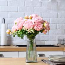 Geosar 8 Bundles Artificial Peonies Flowers Fake Silk Peony Bouquet Faux Peonies Flowers Bulk For Decoration Vase Floral Arrangements Wedding Party Table (Pink) - 粉色 - 查看 5