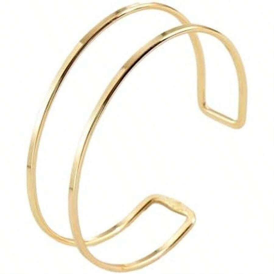 Arm Cuff Jewelry For Women Upper Arm Cuffs Bracelet Bangles Metal Plated Band Adjustable Accessories Gift - Màu G C - Xem 1