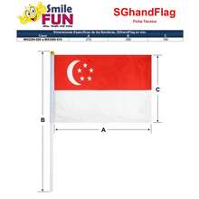 Mini Bandera Singapur Fiesta, MXGSN-000, 1Pza, Singapur, 14x21cm, Tela Poliéster, Asta Plástico. - Multicolor - Ver 5