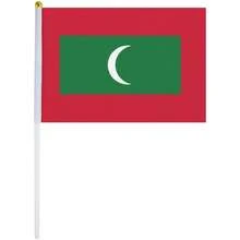 Bandera Maldivas, MXMVH-000, 1Pza, Maldivas, 14x21cm, Tela Poliéster, Asta Plástico. - Multicolor - Ver 1