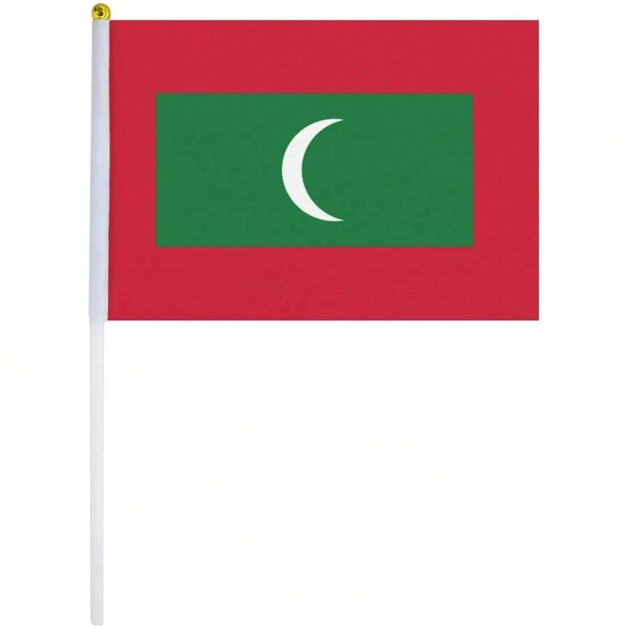 Bandera Maldivas, MXMVH-000, 1Pza, Maldivas, 14x21cm, Tela Poliéster, Asta Plástico. - Multicolor - Ver 1