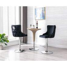 WAHSON OFFICE CHAIRS Modern Bar Stools Set Of 2 Swivel Breakfast Bar Chairs With Lion Knocker, Velvet Kitchen Counter Chairs With Metal Base For Kitchen Island/Pub - Black - View 6
