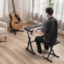 Piano Keyboard Stand, Z Style, Heavy-Duty Digital Piano Music Stand, 250 Lbs Capacity With Adjustable Width & Height Wheels Anti-Slip Pads Headphone Hook, Fits For 54-88 Key Electric Pianos - màu đen - Xem 9