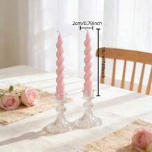 2支粉色长柄香氛蜡烛（不含烛台），直径0.78英寸，螺旋、扭曲和条纹设计，尖头造型。这些无烟大豆蜡烛非常适合装饰家居、卧室、节日、派对以及作为摄影道具。它们可以营造浪漫氛围，是婚礼装饰、结婚礼物、女士礼物和纪念品的理想之选。 - 2pcs - 查看 13