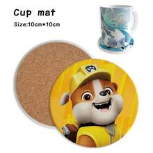 1pc Paw Patrol Dog Cartoon Coaster, Ceramic Absorbent Cup Mat, Round Non-Slip Drink Coaster Gift - Multicolor - View 3